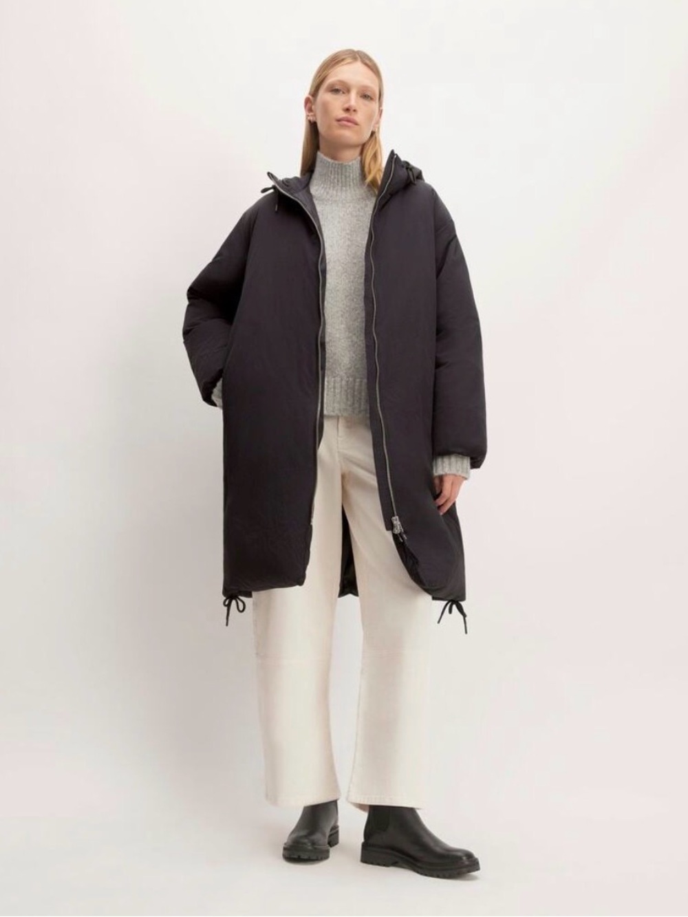 Everlane the long ReDown puffer coat oversized small black. Excellent condition